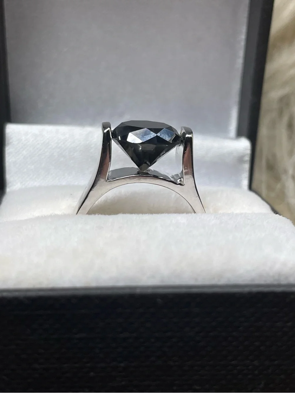 Gorgeous Certified 2.5 Ct. Round Brilliant Cut Black Moissanite Diamond Ring